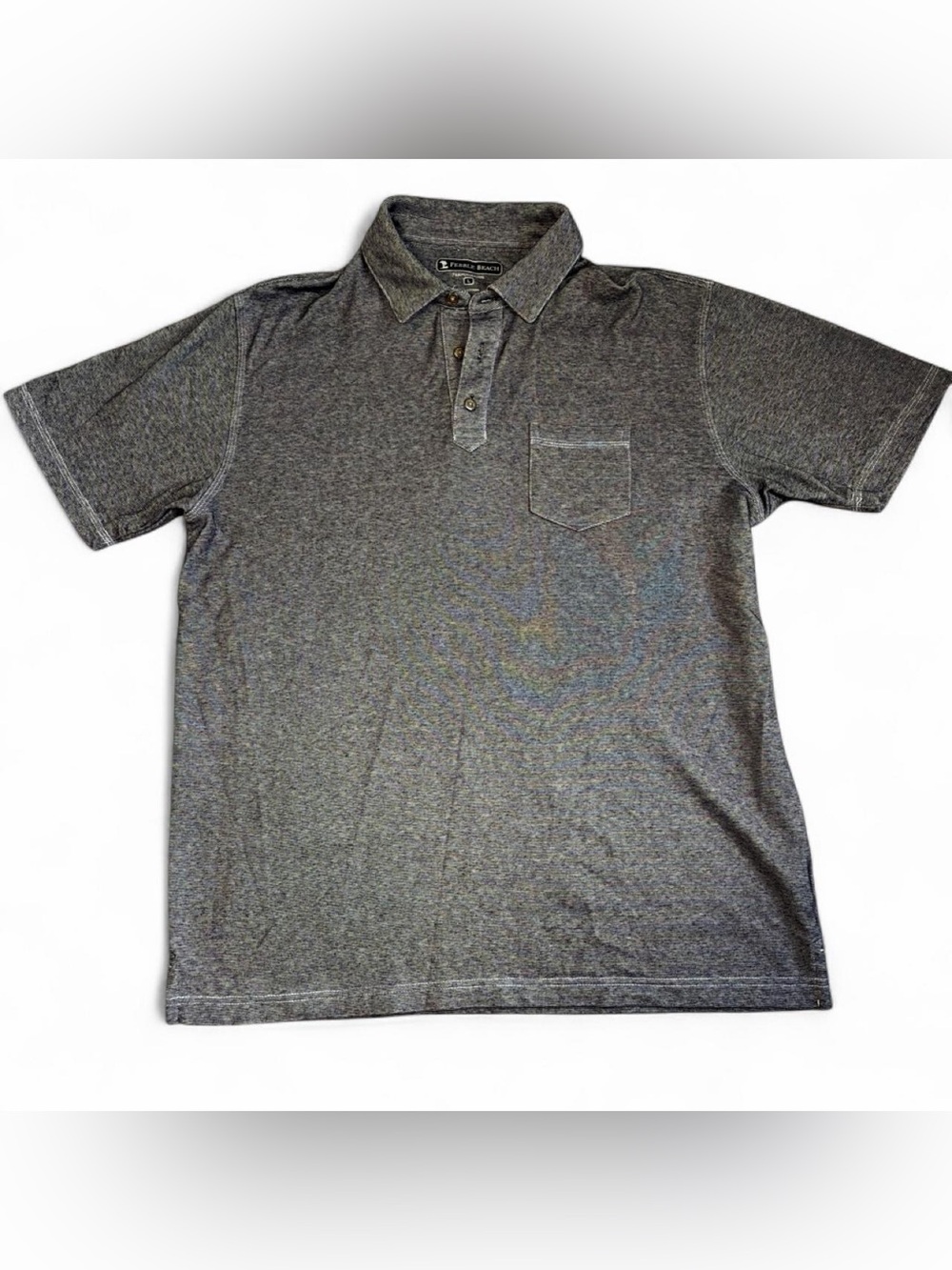 Pebble Beach Men's Heather Gray Golf Polo with Chest Pocket